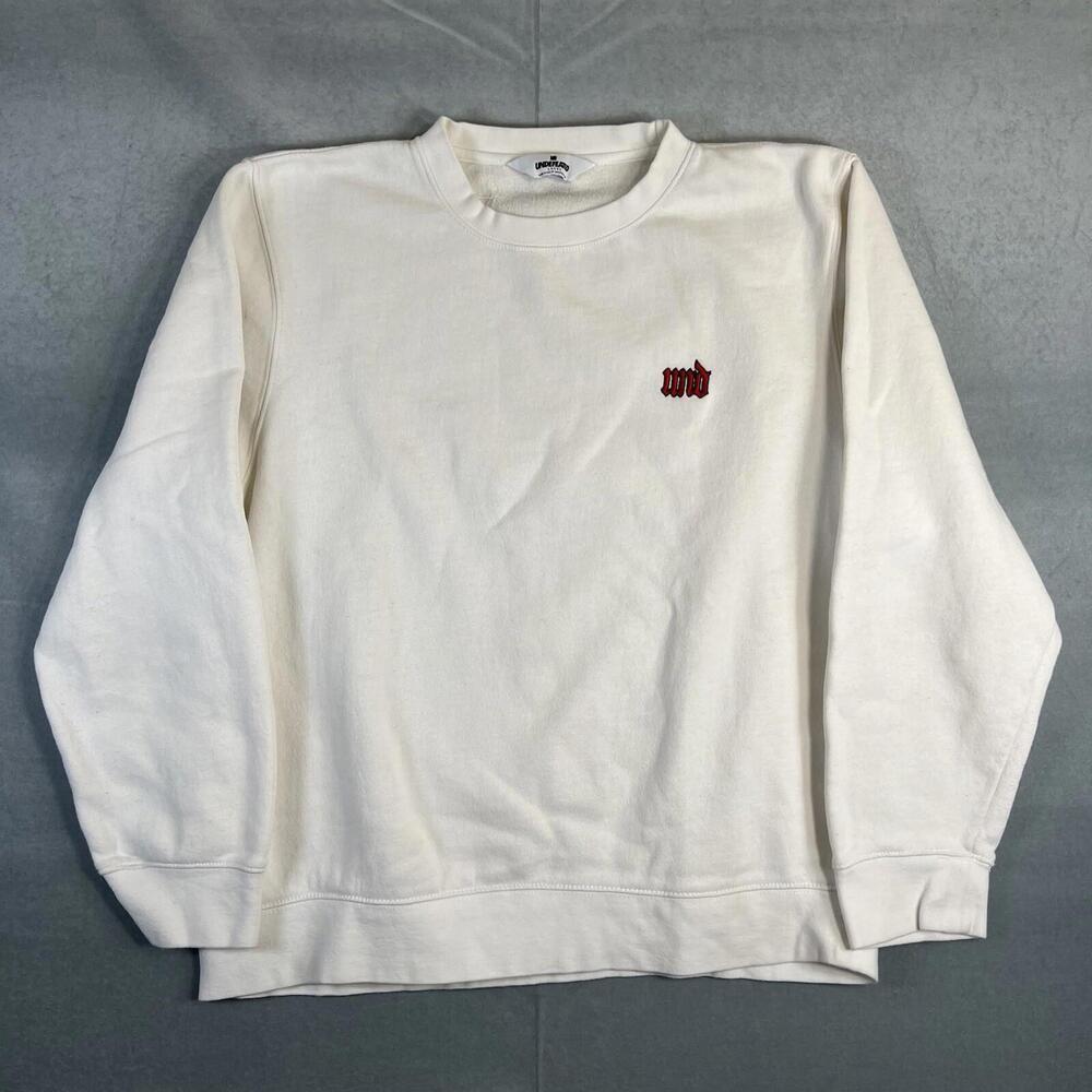 Undefeated Sweatshirt Men’s Large White Crewneck Fleece Embroidered USA Made